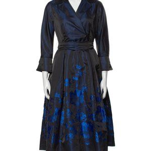 Ricki Freeman for Teri Jon, Taffeta Dress, Black and Blue Floral, Size 2